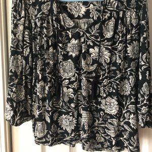 Lucky Antique Floral Navy White Top